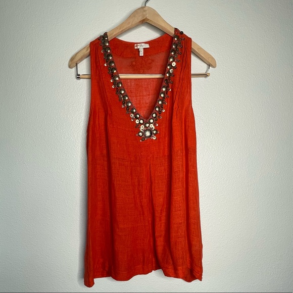 Joie Orange Silk tank top. - Picture 1 of 5